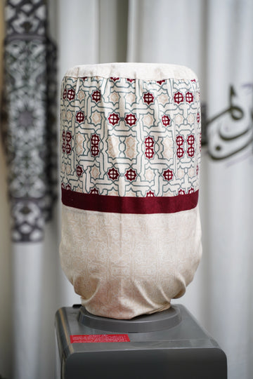 Dark Red Geometric Islamic Ornaments Ramadan Cover For Water Dispenser satra