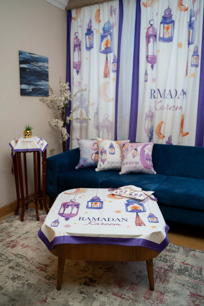 Mauve Water Color Lantern Ramadan Tablecloth satra