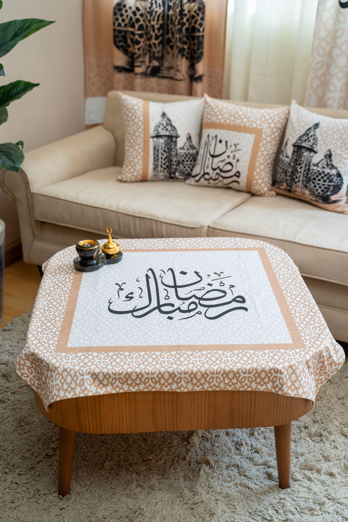 Black Classic Sketch Lantern Ramadan Tablecloth satra