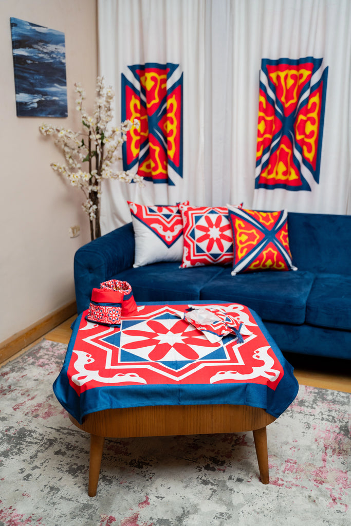 Red Khayamiya Ramadan Tablecloth satra