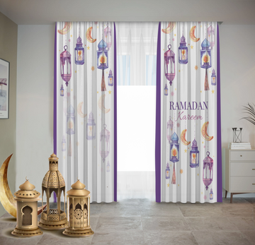 Mauve Water Color lantern Curtains Ramdan satra