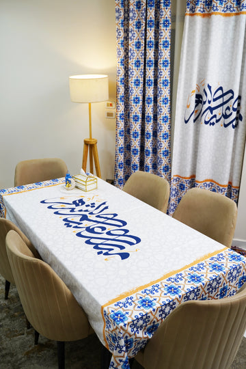 Blue Orange Islamic Tiles Ramadan Tablecloth satra