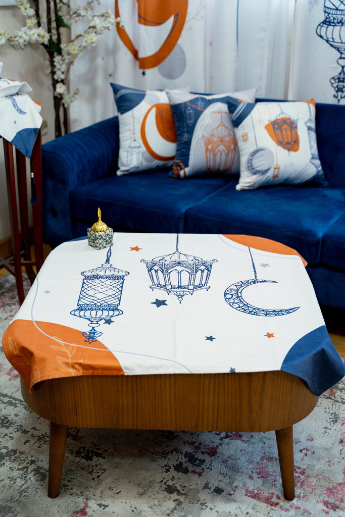 Dark Blue Boho Ramadan Tablecloth satra