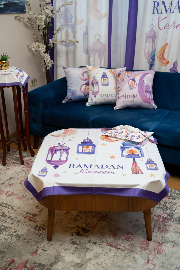 Mauve Water Color Lantern Ramadan Tablecloth satra