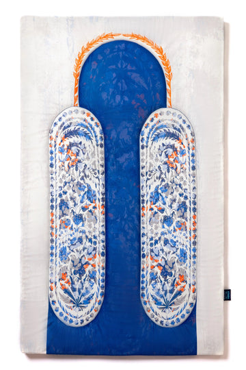 Indian Floral Blue and Orange Pattern Premim Prayer Mat - stara