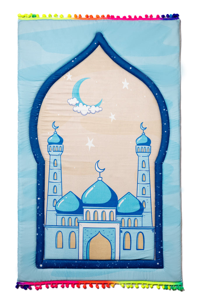 Cloudy Mosque Kids Prayer Mat satra