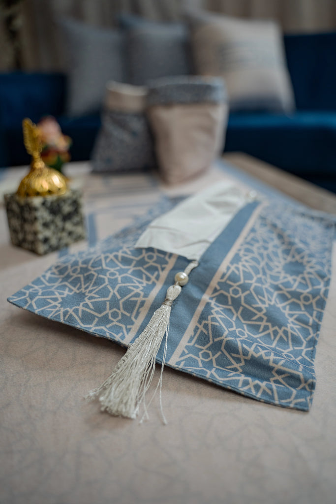 Simple Blue Islamic Pattern Ramadan Tissue Cover satra