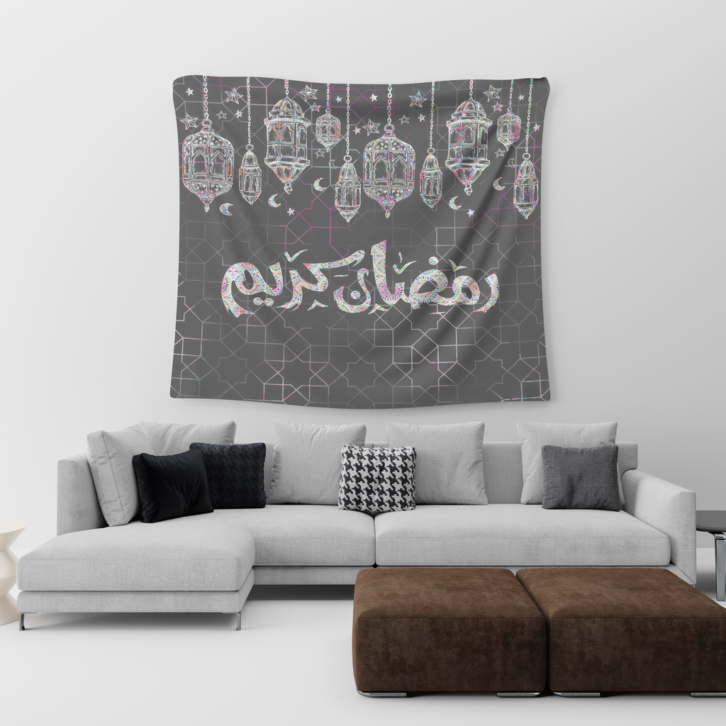 Gray Line Art Lantern Tapestry satra