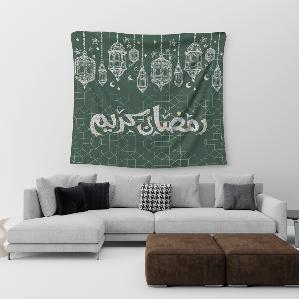 Green Line Art Lantern Tapestry satra