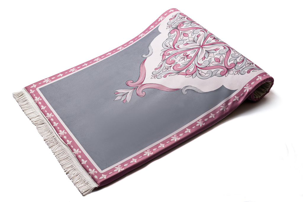 Gray Pink Flora Seamless Original Prayer Mat satra