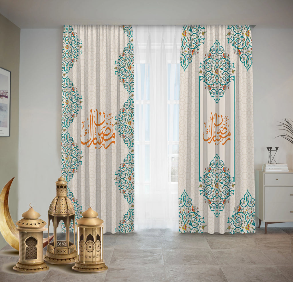 Green Floral Ramdan Curtains Ramdan satra