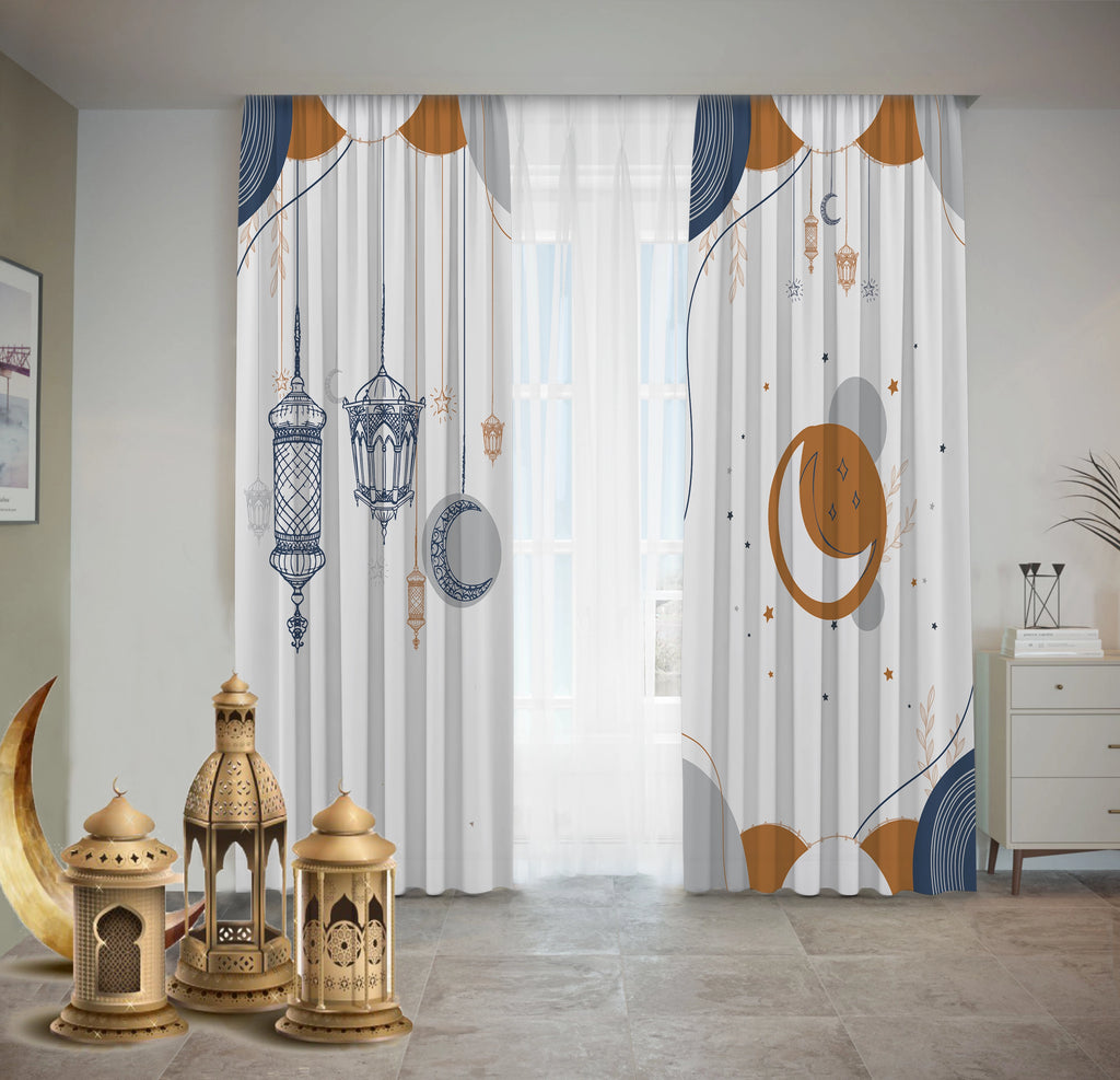 Dark Blue Boho Curtains Ramdan satra